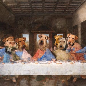 Airedale Terrier Last Supper Canvas Print: Renaissance Dog Art, Personalized Pet Portrait image 4