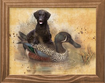 Vintage Dog Riding Duck Canvas Print - Personalized Pet Portrait