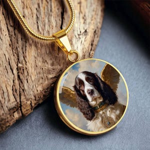 Pet Memorial Jewelry – English Springer Spaniel Angel Necklace – Personalized Dog Keepsake Gift