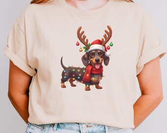 Dackel PNG Datei, Hund mit Feiertag, printable Clipart für Shirt-Design und Sublimationsprojekte