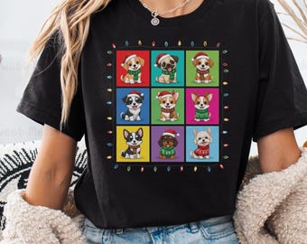 "Weihnachtswelpen-Clipart PNG-Set - Feiertagshunde in Weihnachtsmützen und Pullovern, hochauflösende 300 DPI"