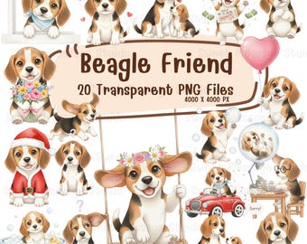 Cartoon Beagle Hund PNG | Entzückender Welpe | Digitaler Download für Sticker, Karten & zum Basteln