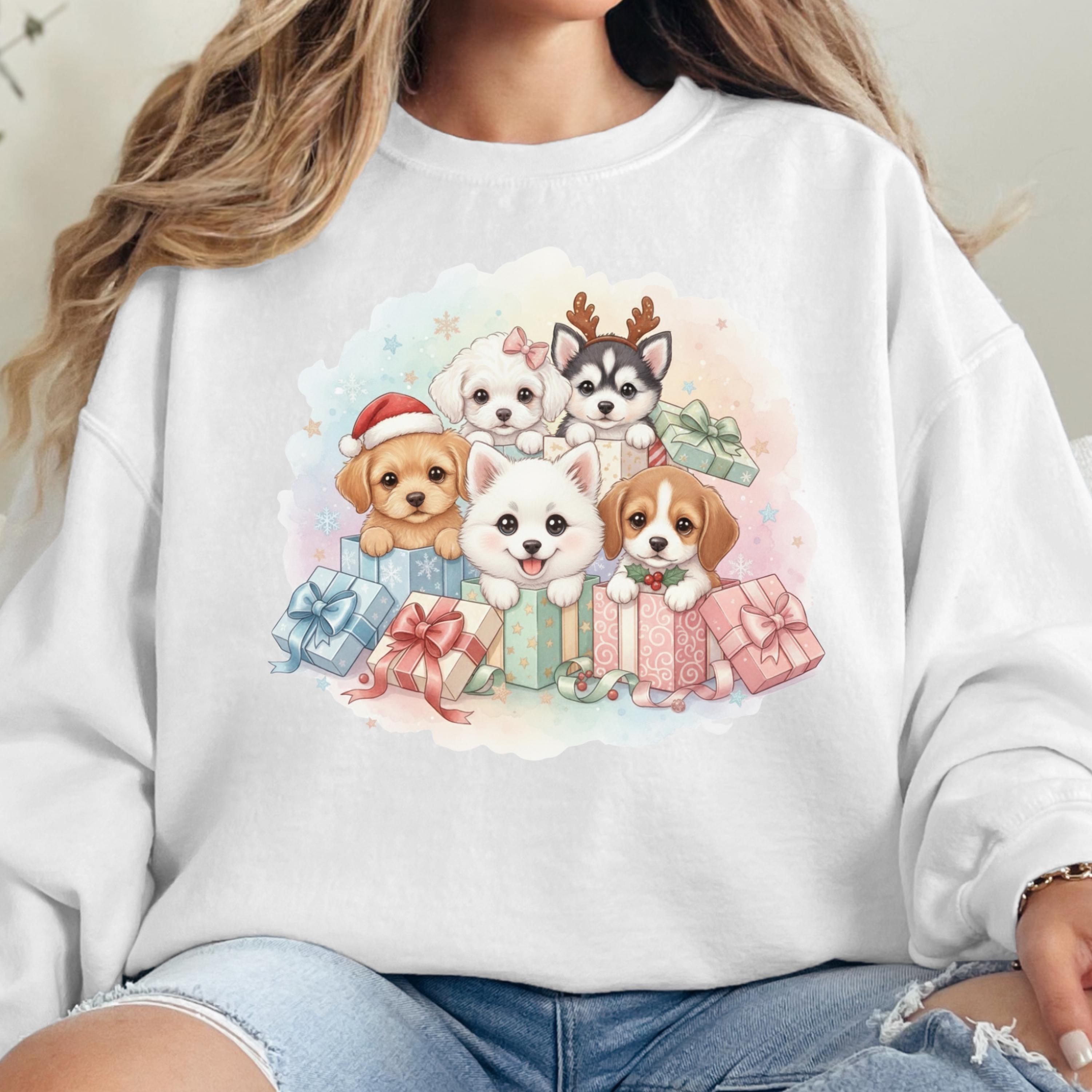 Christmas Puppy PNG Clipart | Watercolor Dog Sublimation | Holiday Pets ...