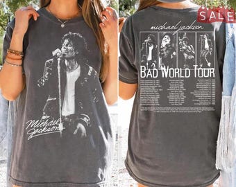 Bad World Tour 2-Sided Graphic T-Shirt, Michael Jackson Shirt Vintage bootleg tee, King of Pop Concert Outfit, Gift for Fan