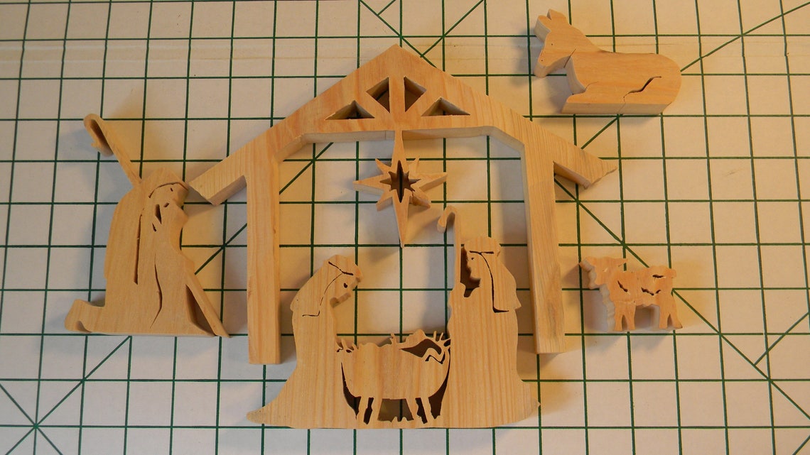 Wood Nativity Set Kids Unfinished Rustic Nativity Scene With 6 Etsy