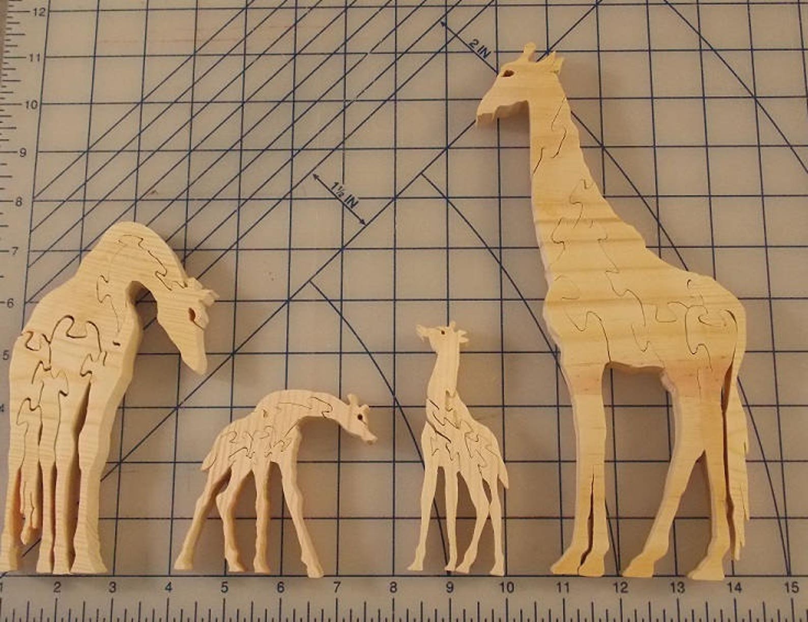 Wooden Giraffe Family Scroll Saw Jigsaw Puzzles Animal | Etsy image.