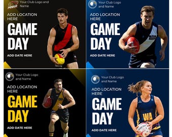 Plantilla para día de partido - Club de fútbol y netball - Plantilla para redes sociales - Canva