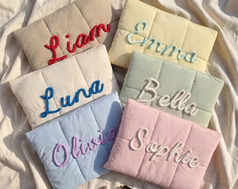 Personalisierte, gesteppte Laptoptasche aus Chenille mit Namensaufdruck, Geschenkset für die beste Freundin, Partnerlook-Geschenk für Mitbewohnerinnen, Geschenk für die Kollegengruppe
