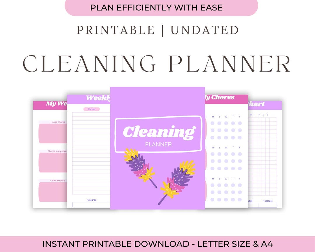 Printable Cleaning Planner | Chore Chart, Weekly & Monthly Schedule ...