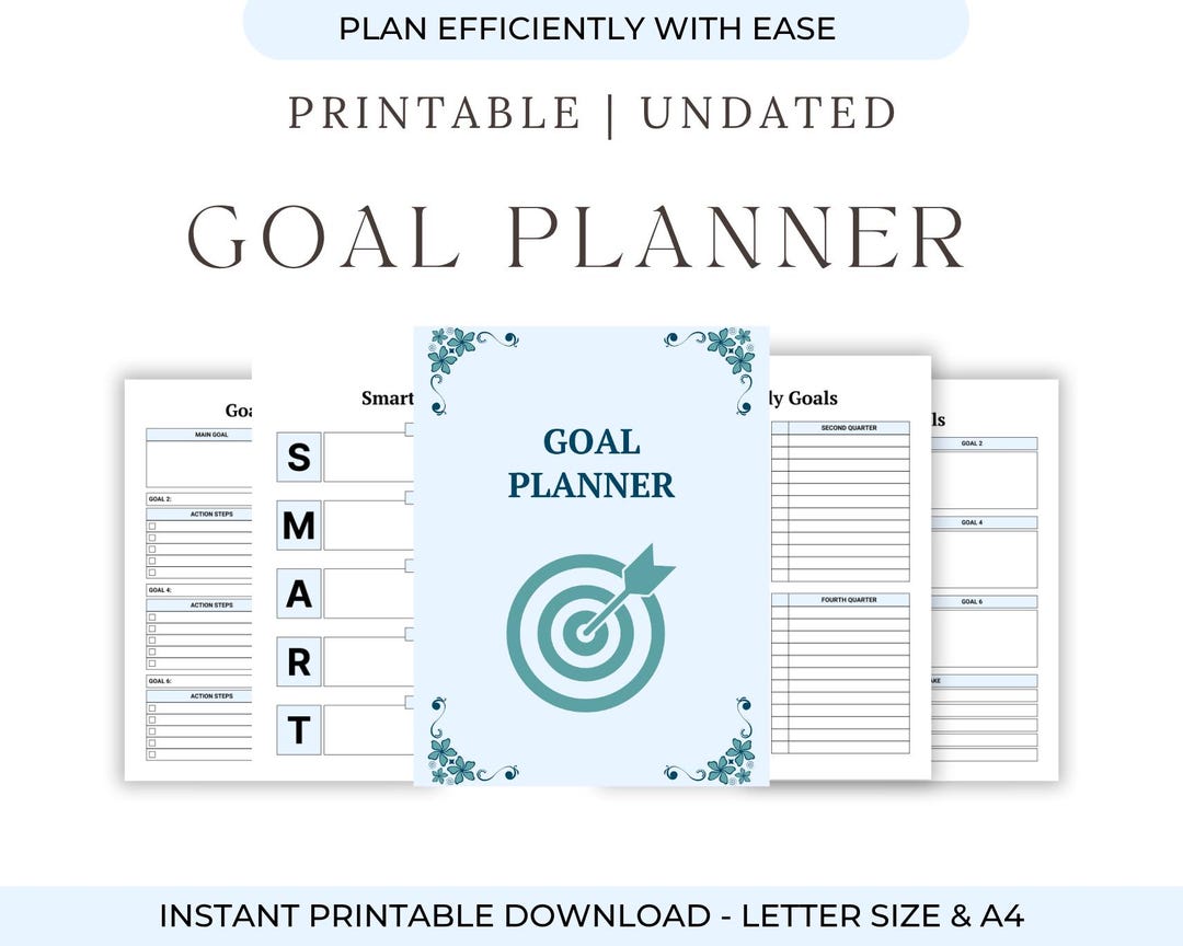 Goal Planner Printable | Daily, Weekly, Monthly Goal Setting PDF ...
