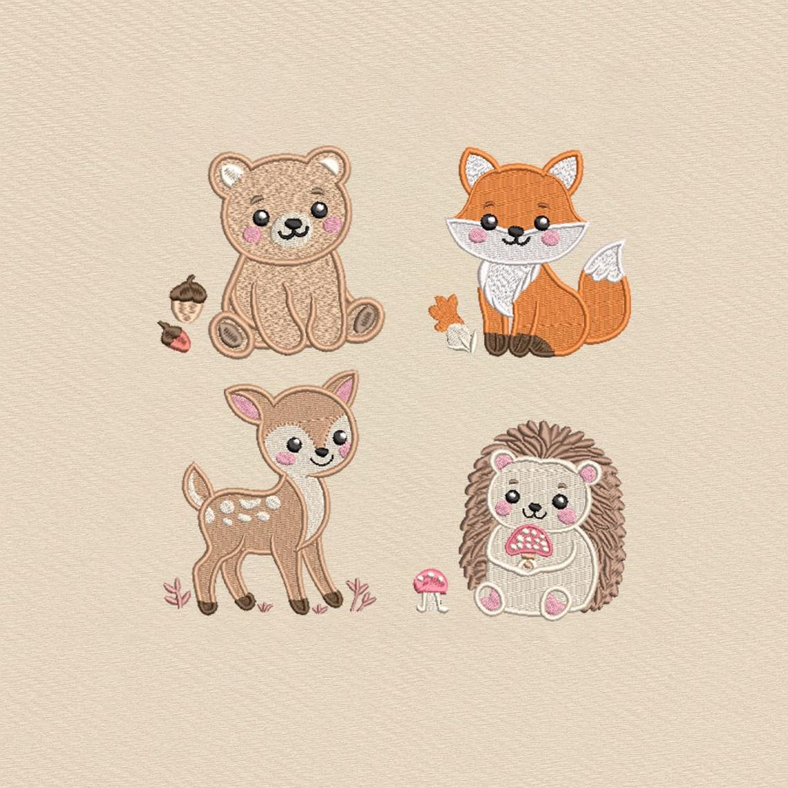 Woodland Animals Embroidery Design Bundle, Cute Forest Animal Stitch ...