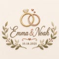 Custom Couple Name Embroidery Design, Wedding Rings Embroidery Pattern, Personalized Wedding Machine Embroidery File, Anniversary Gift