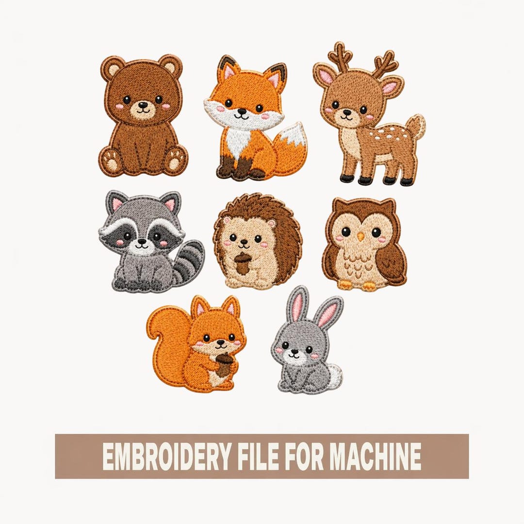 Woodland Animals Embroidery Bundle, Forest Animal Machine Embroidery ...
