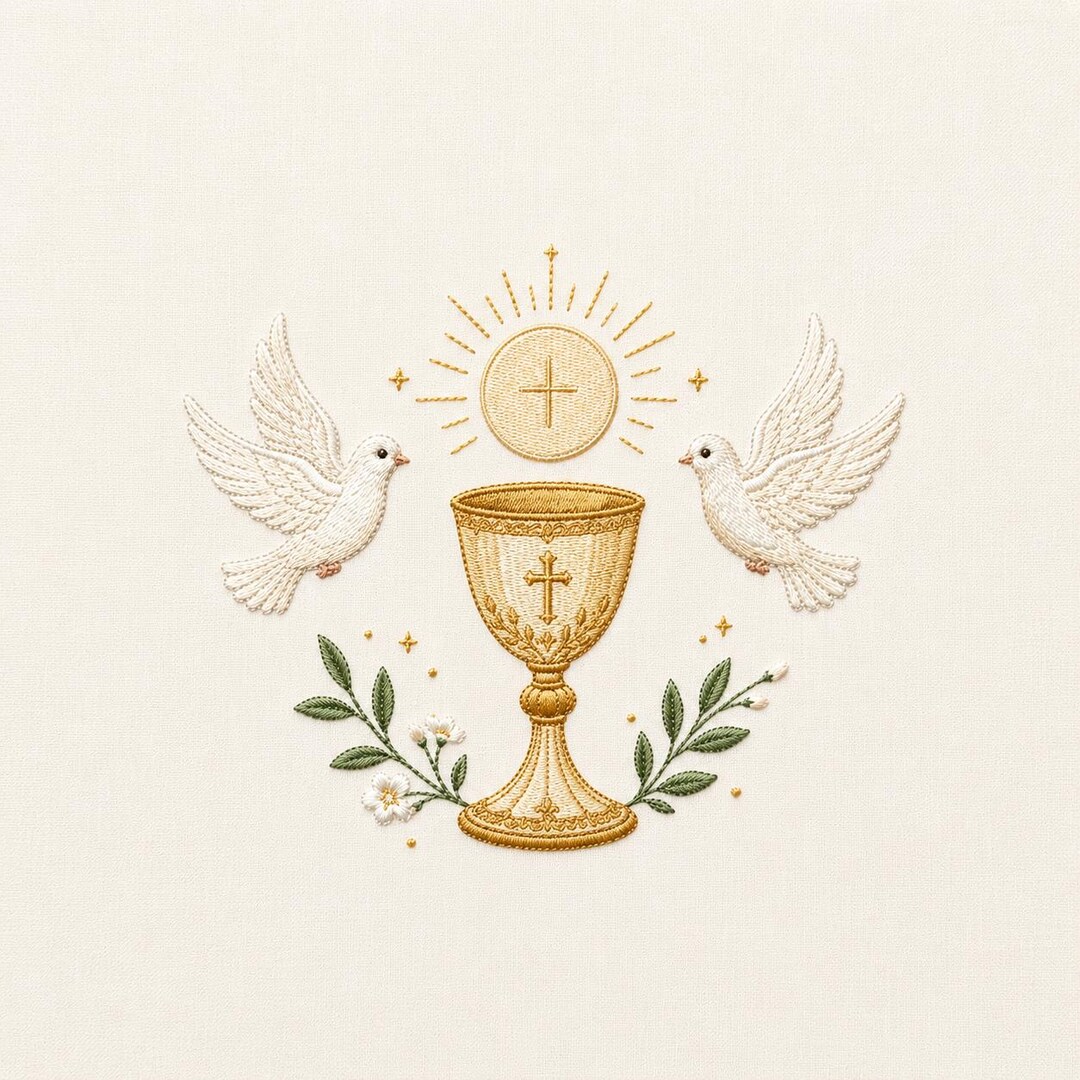 Holy Communion Embroidery Design, Christian Chalice Machine Embroidery ...