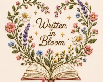 Written In Bloom Embroidery Design, Floral Book Embroidery File, Book Lover Machine Embroidery Pattern, Reading Gift Floral Decor