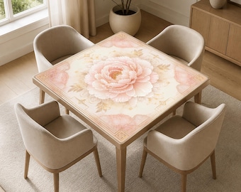 luxury peony bloom Mahjong Mat, Non-Slip Noise Reduction Table Cover Accessories for Dominoes Poker Board and Tile Games Gifts