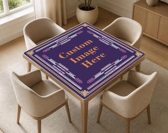 Custom Image Mahjong Mat, Non-Slip Noise Reduction Table Cover Accessories for Dominoes Poker Board and Tile Games Gifts