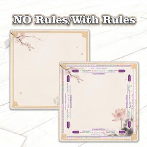 May include: Two square game boards with floral and geometric designs. One board is blank, while the other features text and illustrations, including the word "Charleston" and instructions. The boards have a cream background with gold borders.