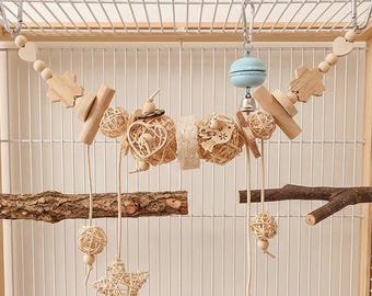 Juguete de ratán para pájaros, flores Sola, decoración para jaula de alimentación de loros