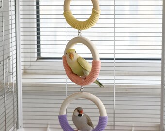 Giocattolo a forma di cerchio per uccelli con perline, decorazione per gabbia in stile principessa