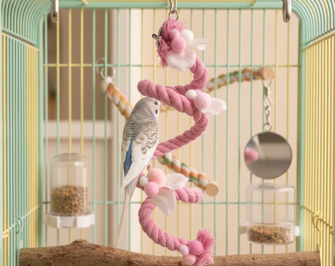 Cotton Bird Climbing Rope, Durable Parrot Swing, Cockatiel Play Braid ...