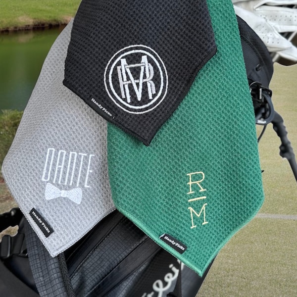 Monogram Golf Towel - Custom golf towel for Groomsmen Proposal, Father’s Day, monogram, Golf Gift for dad, boyfriend, gift for bonus dad,