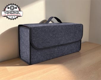 Car Trunk Organizer | Felt Storage Box | Foldable Large Capacity | Car Cargo Holder | Portable Carry Handle | Vehicle Clutter Solution