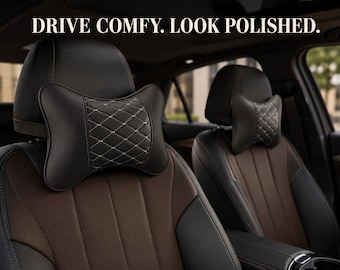 Car Headrest Neck Pillow | PU Leather Memory Foam Filling | For Drivers and Passengers | Daily Travel Accessory | Comfortable long drive