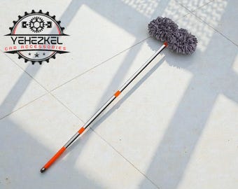 Double Head Car Wash Mop | Chenille Cleaning Pads | Extendable Long Handle | Full Rotation Cleaner | Easy to disassemble and clean