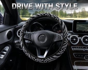 Linen Steering Wheel Cover | Ethnic Style Car Wheel Wrap | Comfort Grip Car Interior Decor Fits Standard Wheel