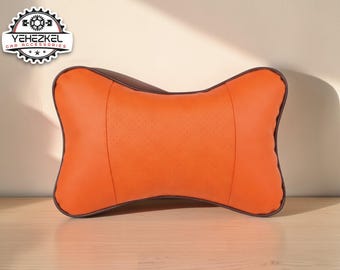 Car Headrest Neck Pillow | Ergonomic Memory Foam Cushion | Soft PU Leather Cover | For Drivers and Passengers | Road Trip Comfort Support