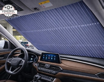 Car Windshield Sunshade | Retractable Accordion Design | Heat Blocker Shield | Suction Cup Mount | Car Interior Accessory | Gift for drivers