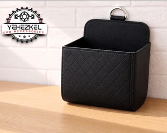 Car Vent Storage Organizer | PU Leather Hanging Box | Keys Cards Sunglasses Holder | Dashboard Tidy Accessory | Vehicle interior upgrade