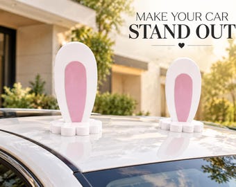 Car Roof Bunny Ear Decoration | Cute Antenna Cover Accessory | Personalized Vehicle Roof Ornament | Fun car styling gift
