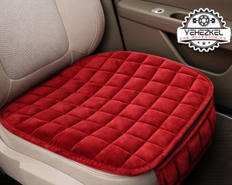 Car Seat Cushion Pad | Plush Quilted Cover | For Drivers and Passengers | Warm Driving Comfort | Car Interior Accessory | Anti-slip backing