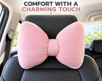 Soft Pink Plush Car Headrest Pillow, Neck Support Cushion, Cute Car Interior Decor, Comfortable Travel Pillow Gift