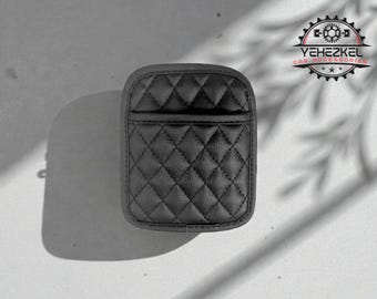 Car Adhesive Storage Pocket | Quilted Leatherette Organizer | Stick On Install | Interior Tidy Holder | Seat door dash placement