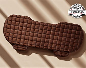 Car Back Seat Cover | Quilted Plush Cushion | Family Travel Comfort | Pet Friendly Mat Pad | Anti-slip backing | Dual side storage pockets