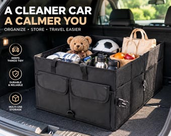 Car Trunk Organizer Storage Box | Collapsible Cargo Organizer | Vehicle Storage Bin | SUV Travel Organizer | Car Interior Storage
