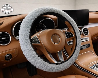 Car Steering Wheel Cover | Plush Faux Wool Grip | Soft Warm Texture | Car Interior Accessory | Winter Driving Comfort | Easy slip-on fit