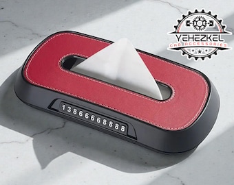 Porta-lenços para carro | Design para pendurar no quebra-sol | Dispensador de guardanapos em couro PU | Suporte para encosto de cabeça e apoio de braço | Porta-toalhas de papel para painel