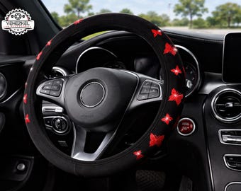 Steering Wheel Cover | Glitter Butterfly Design | Stretch Fit Easy Install | Stylish Car Accessory | Anti-slip grip | Car interior upgrade