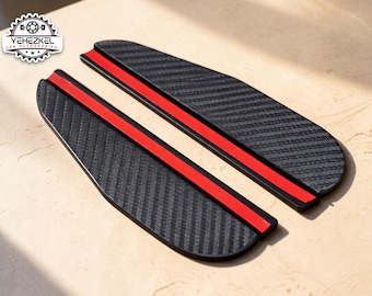 Car Side Mirror Rain Guard | Carbon Fiber Pattern Trim | Universal Car Accessory | Anti-Glare Driving Aid | Easy Install Stick On Design