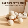 Organic 6 XL 100% New Zealand Wool Dryer Balls | Natural Fabric Softener | Eco Laundry Gift Set | Plastic-Free, Natural Fabric Softener