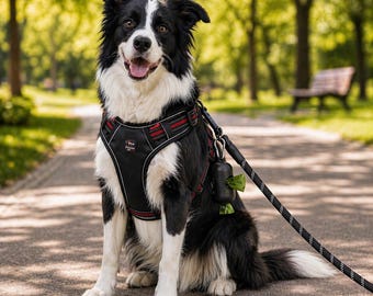 Dog Walking Set, Vest Harness, Leash, Poop Bag Holder, All-in-One Kit