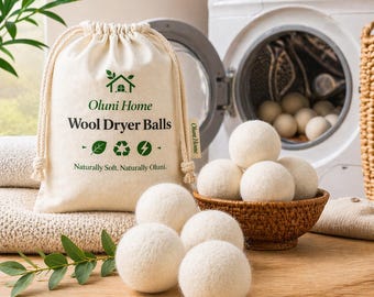 Bolas de lana de Nueva Zelanda para secadora (juego de 6) / Suavizante de telas natural / Set de regalo de lavandería ecológica / Suavizante de telas 100 % natural, sin plástico