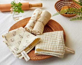 Cotton Gauze Dish Cloth Set, Soft Absorbent Kitchen Towels, Eco Friendly
