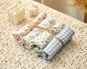 100% Cotton Flower Patten Gauze Dishcloths, Reusable Kitchen Cleaning Cloths, Soft & Quick Dry, Eco Friendly Dish Towels, Set of 4
