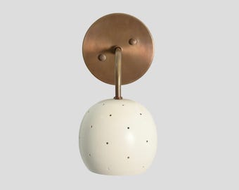 Minimalistic Sconce White Ball Shade Wall Light Mid Century Modern Brass Handmade Lamp