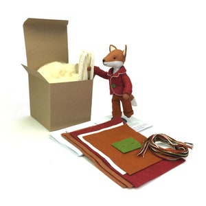 Felix fox kit, Felt fox ornament, Felt Animal Craft Kit Fox sewing kit, hand-sewing kit, beginner sewing kit, DIY sewing, fantastic fox image 2